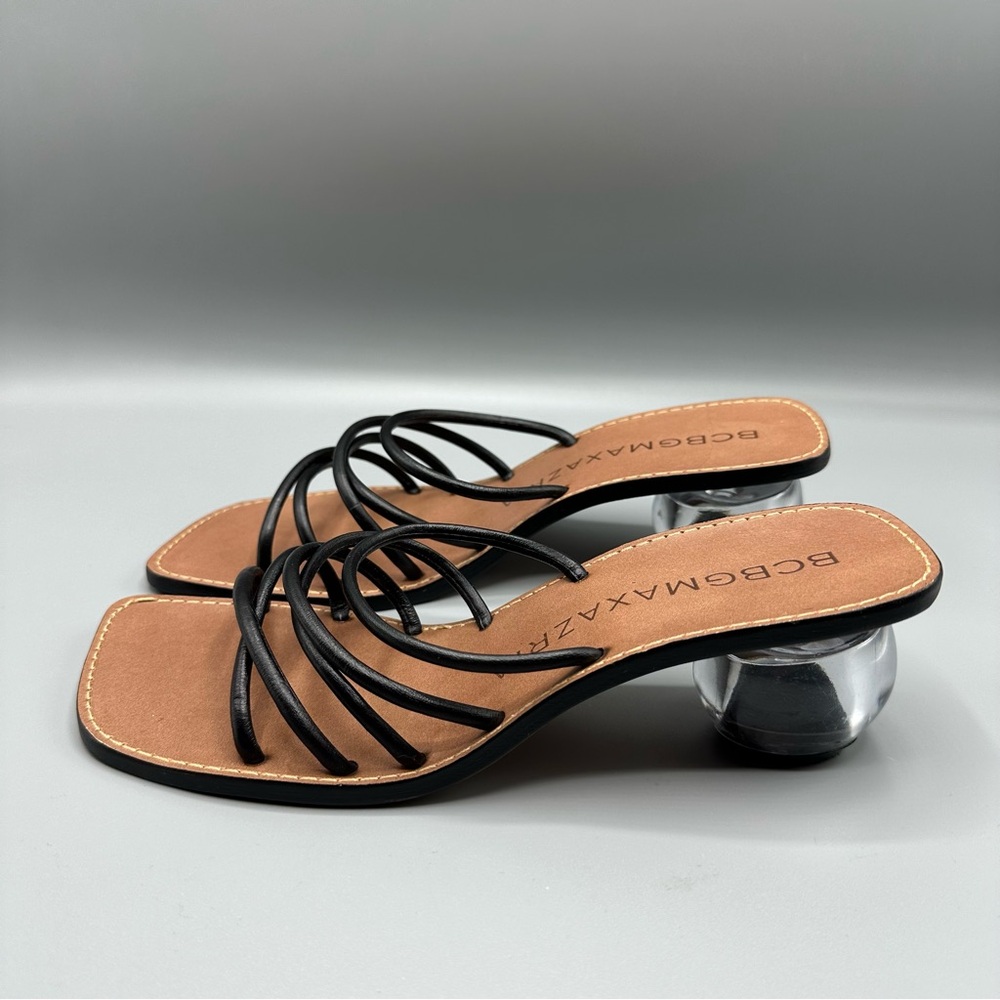 BCBG Maxazria Slide Sandal Ball Heel Women’s Size 7 Black Leather